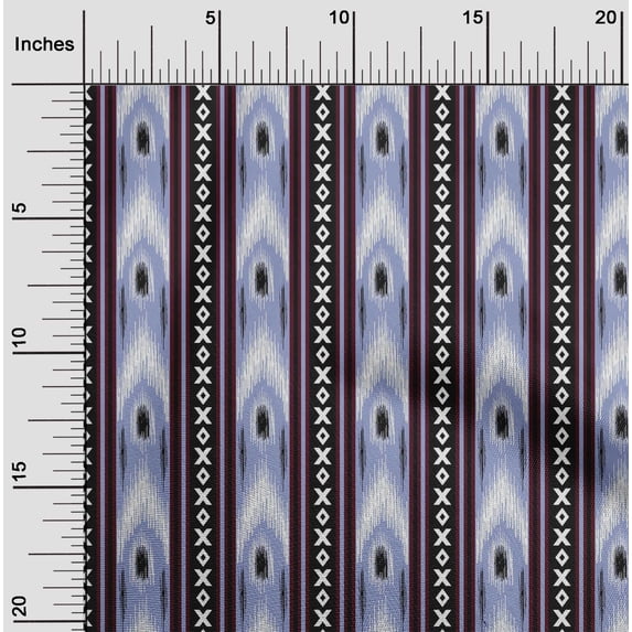 oneOone Organic Cotton Voile Fabric Stripe & Geometric Ikat Fabric Prints By Yard 42 Inch Wide