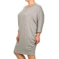 thumbnail image 3 of MOA COLLECTION Women's Plus Size Solid Loose Fit 3/4 Dolman Sleeve Casual Midi Dress, 3 of 5