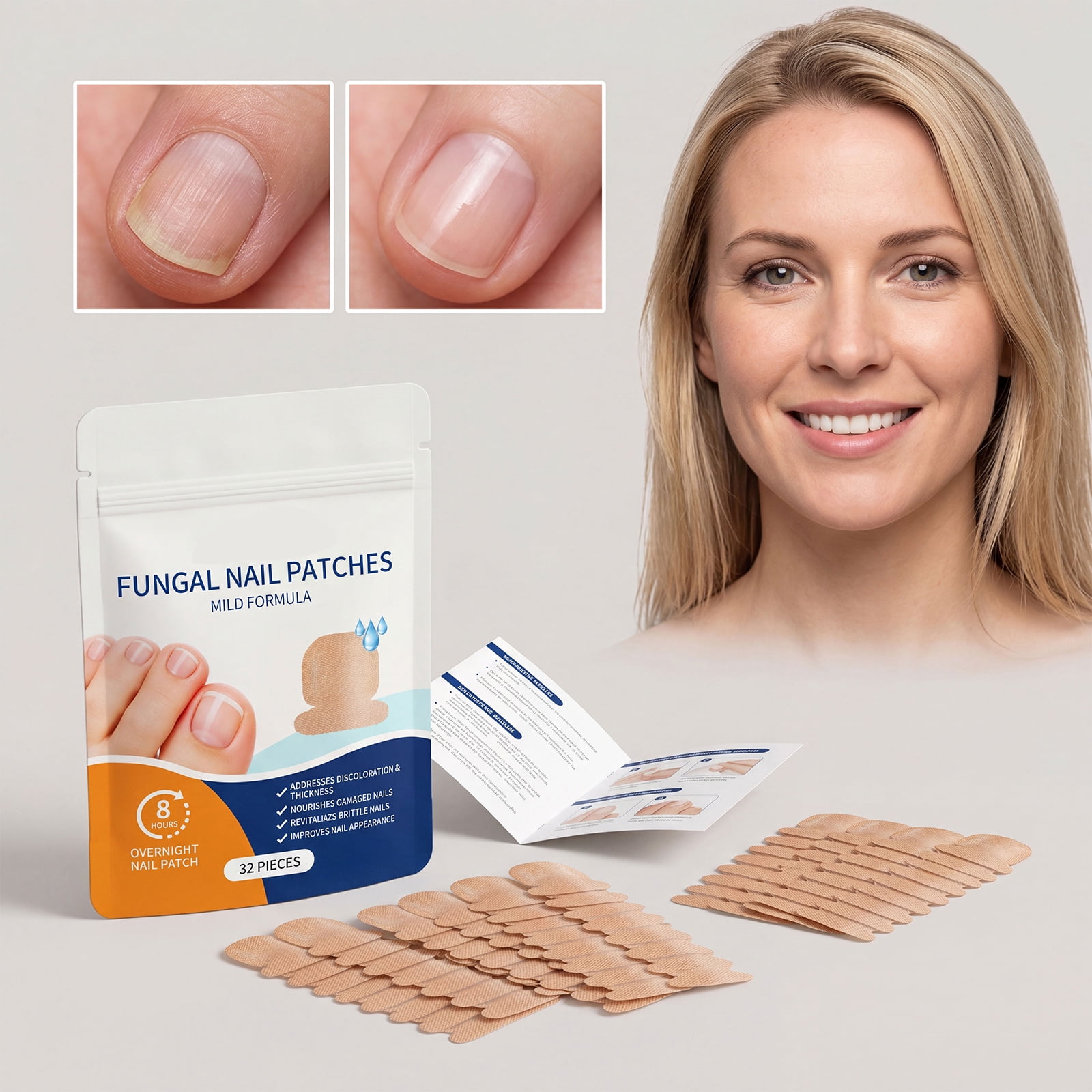 Nail Care, Optinail Fungal, Foot Fungus, Nourishes Nails, Non-Woven Fabric Breathable Skin Friendly Self Adhesive, 2X1.5 in Patch Size 6X4 in Travel Pouch, Supports Daily