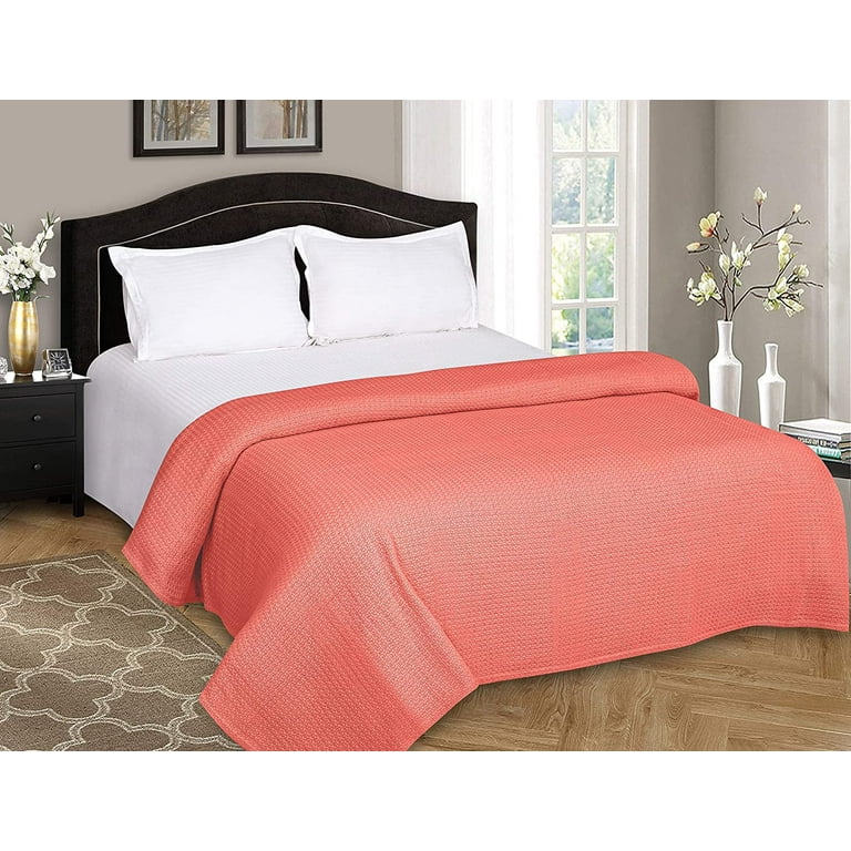 BELIZZI HOME 100 Cotton Lightweight Bed Blanket Queen Size Coral Walmart
