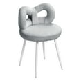 thumbnail image 2 of Aqzb Dressing Chair with Bow-knot Backrest, High Stability Armless Upholstered Chair, No Wheels Small Stool with Cute Bow Backrest, 2 of 8