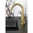 thumbnail image 4 of Kingston Brass KSD2217RKX Webb One-Handle 1-Hole Bathroom Faucet with Knurled Handle, Deck Plate, and Push Pop-Up Drain in Brushed Brass, 4 of 7