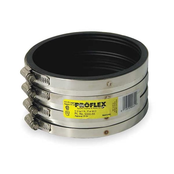 Fernco Shielded Coupling,Pipe Size 5" 3000-55