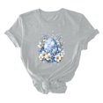 thumbnail image 3 of UPPADA Easter Femmes Oeufs Imprimé T-Shirts Heureux Easter Graphique Bunny Lapin Mignon T-Shirts Manches Courtes Décontracté Col Rond T-Shirts Été Basique Coupe Régulière Chandails Gris,TG, 3 of 5