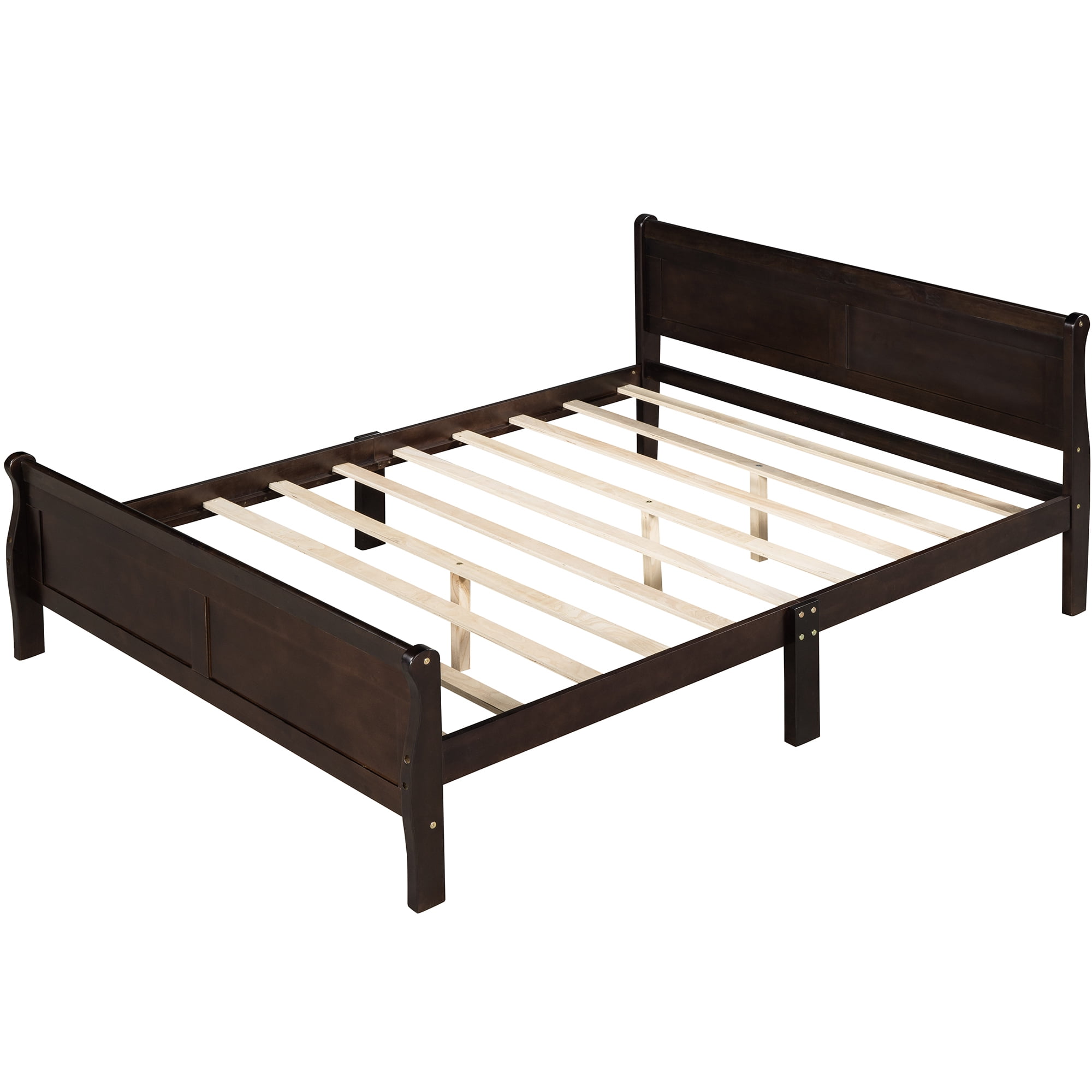 Mintazer Full Size Platform Bed Frame with Classic Panel Headboard & Footboard for Bedroom, No Box Spring Needed, Espresso