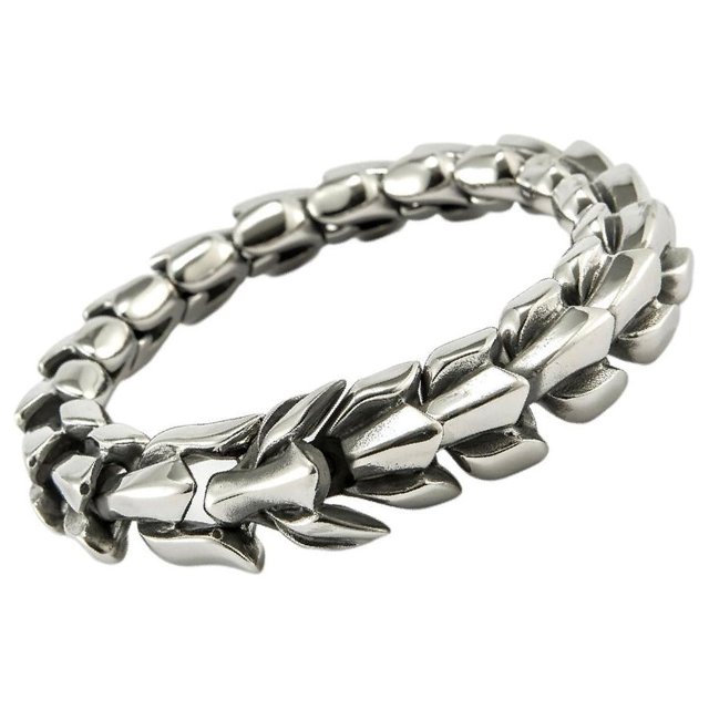 Thinsony Distinctive Gothic Punk Dragon Scale Bangle 48 inches Cool and Contemporary Steel 8.26 Inch 1Set