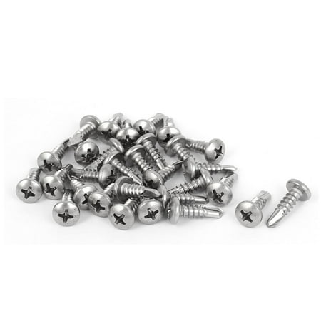 Uxcell M4.8x16mm #10 Male Thread Pan Head Self Tapping Drilling Screws
