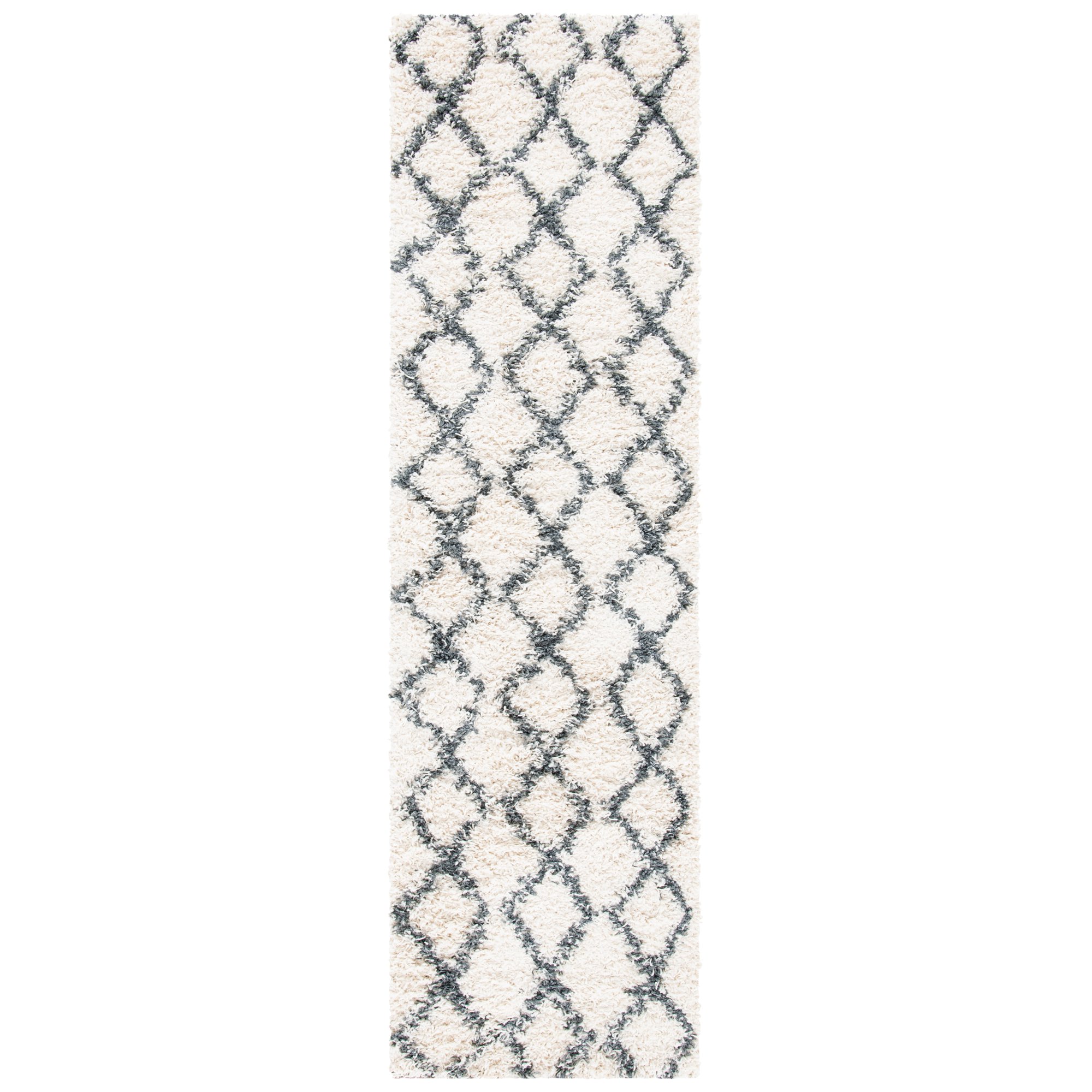 SAFAVIEH Venus Nanda Geometric Shag Runner Rug Ivory/Dark Grey 2 2 x 8