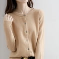 thumbnail image 3 of Cárdigan de punto de manga larga para mujer, chaqueta corta con cuello redondo, suéter sencillo e informal holgado de primavera y otoño, 3 of 6
