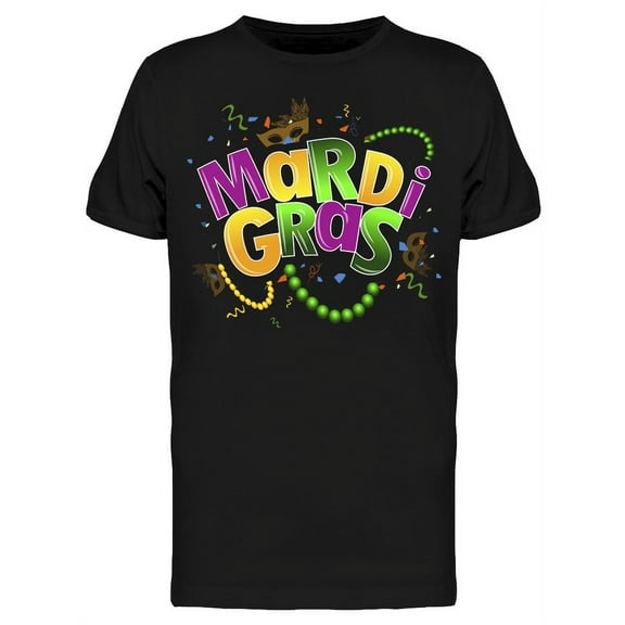 Colorful Text And Mask T-Shirt Men -Image by Shutterstock, Male Small