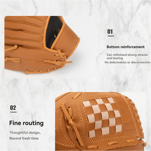 Outdoor Sports Left Hand Training Practice Softball Baseball Gloves Pitcher Hand Players Pocket Glove 10.5Inch Brown