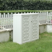 Kinying Resin Outdoor Storage Cabinet for Garden Tool with 1 Adjustable Shelf,Light Beige