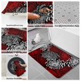 thumbnail image 6 of Red White Bath Mat 3 Piece Bathroom Rug Set, Abstract Black Chrysanthemum Flower Floral Non Slip Bath Rug Contour Mat and Toilet Lid Cover, Absorbent Shower Mats Soft Bath Rugs and Mats Sets, 6 of 8