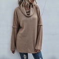 thumbnail image 2 of XFLWAM Women's Long Sleeve Cowl Neck Sweater Pullover Turtleneck Casual Loose Tunic Tops Khaki XL, 2 of 5