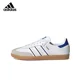 thumbnail image 2 of Zapatillas de skate Adidas Originals Samba para hombre y mujer, de piel, tendencia, informales, antideslizantes, con absorción de impactos, color blanco, azul y marrón, 2 of 5