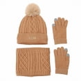 thumbnail image 4 of Kids Winter Hat Gloves Scarf 3-Piece Set, Bear Logo Fleece Lined Knit Beanie with PomPom, Solid Color Mittens and Neck Warmer Set for Boys and Girls Ages 2-8 Years, Warm Toddler Accessories Khaki, 4 of 8
