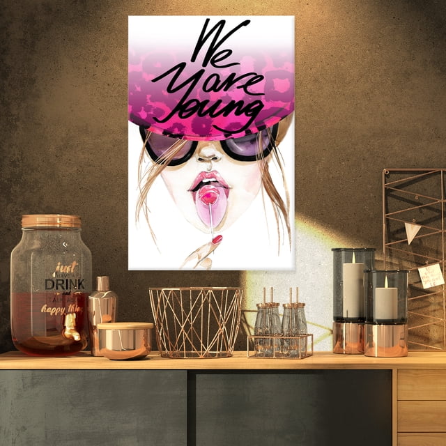 Jeune Fille Suceur Sucette - Portrait Moderne Art sur Toile