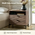thumbnail image 7 of 2-Drawer Modern End Table with Rear Charging Station V-shaped Design Matal Legs for Living Room Walnut, 7 of 7
