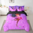 thumbnail image 3 of Manfei Kawaii Black Girl 7-Piece Twin Bedding Sets, Glitter Diamond Bedding Comforter Set, Fuchsia Stars Moon Reversible Sheet Sets, Lightweight Room Decor, 3 of 8