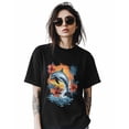 thumbnail image 2 of Sea ​​sunset Dolphins Womens Tshirt Graphic Tees Cotton Crew Neck T-Shirts, Casual Short Sleeve Shirts for Women Teen Girl Flowers Coconut Tree, 2 of 3