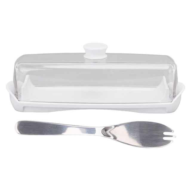 Caja de plástico para mantequilla, caja de almacenamiento compacta de gran capacidad para queso con tapa, cuchillo para refrigeradores de cocina domésticos, cubierta transparente