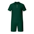 thumbnail image 4 of Men LYXSSBYX Mens 2 Piece Short Sets Men Casual Solid Turndown Zip Pullover Sports Short Sleeve Suit, 4 of 5