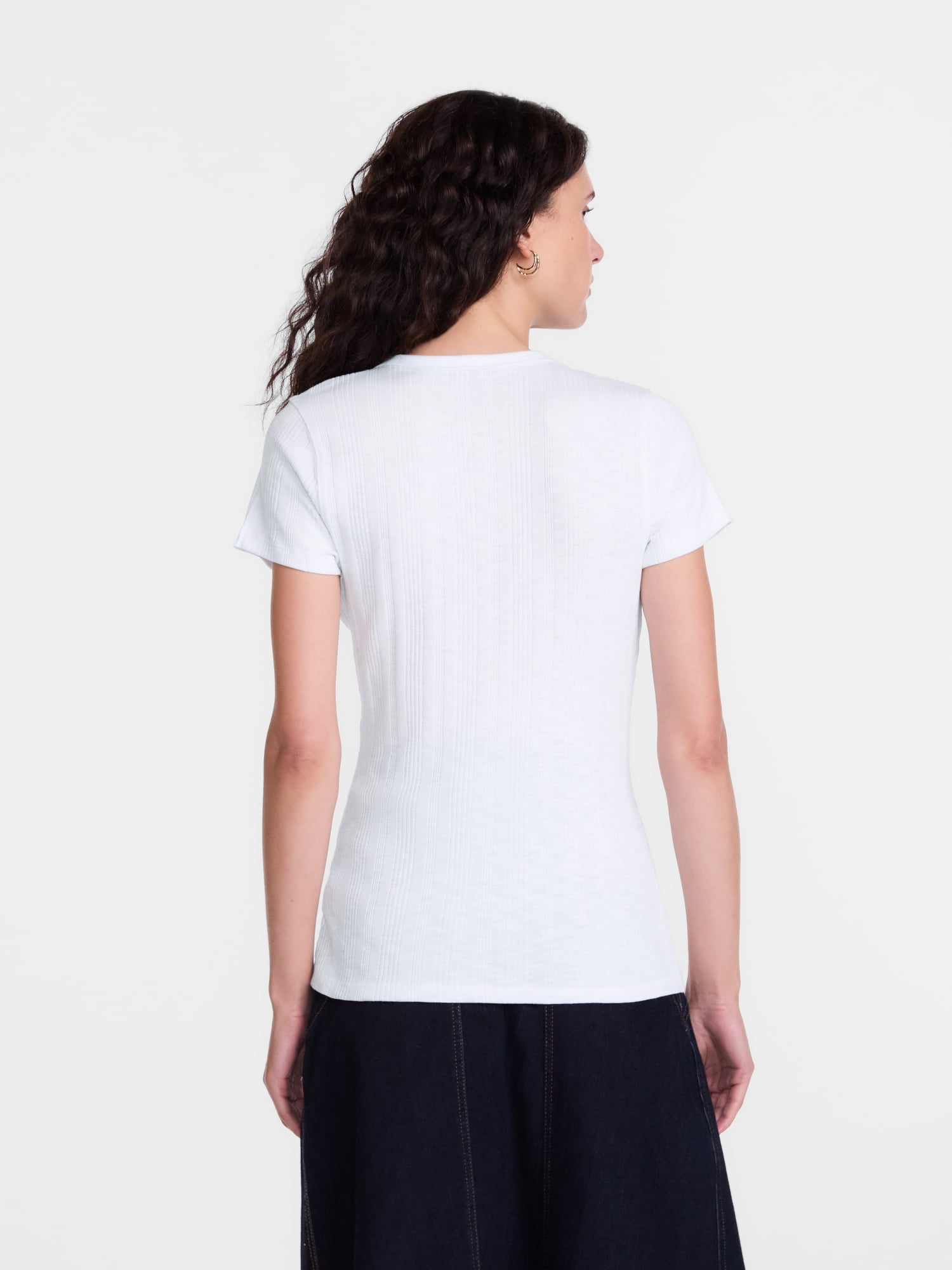 Scenario Women's Variegated Rib Tee with Short Sleeves, Sizes XS-XXXL