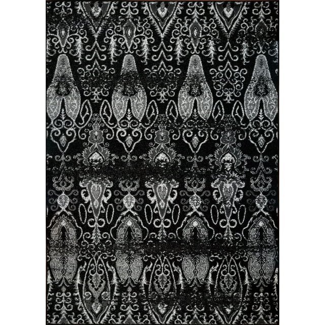 Ladole Rugs Geometric Contemporary Style Inspiration Collection Innovative Soft Polypropylene Area Rug Carpet in Black, 4x6 (3'11" x 5'7", 120cm x 170cm)