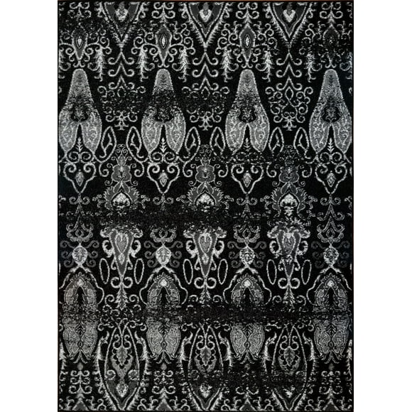 Ladole Rugs Geometric Contemporary Style Inspiration Collection Innovative Soft Polypropylene Area Rug Carpet in Black, 7x10 (6'5" x 9'5" , 200cm x 290cm)