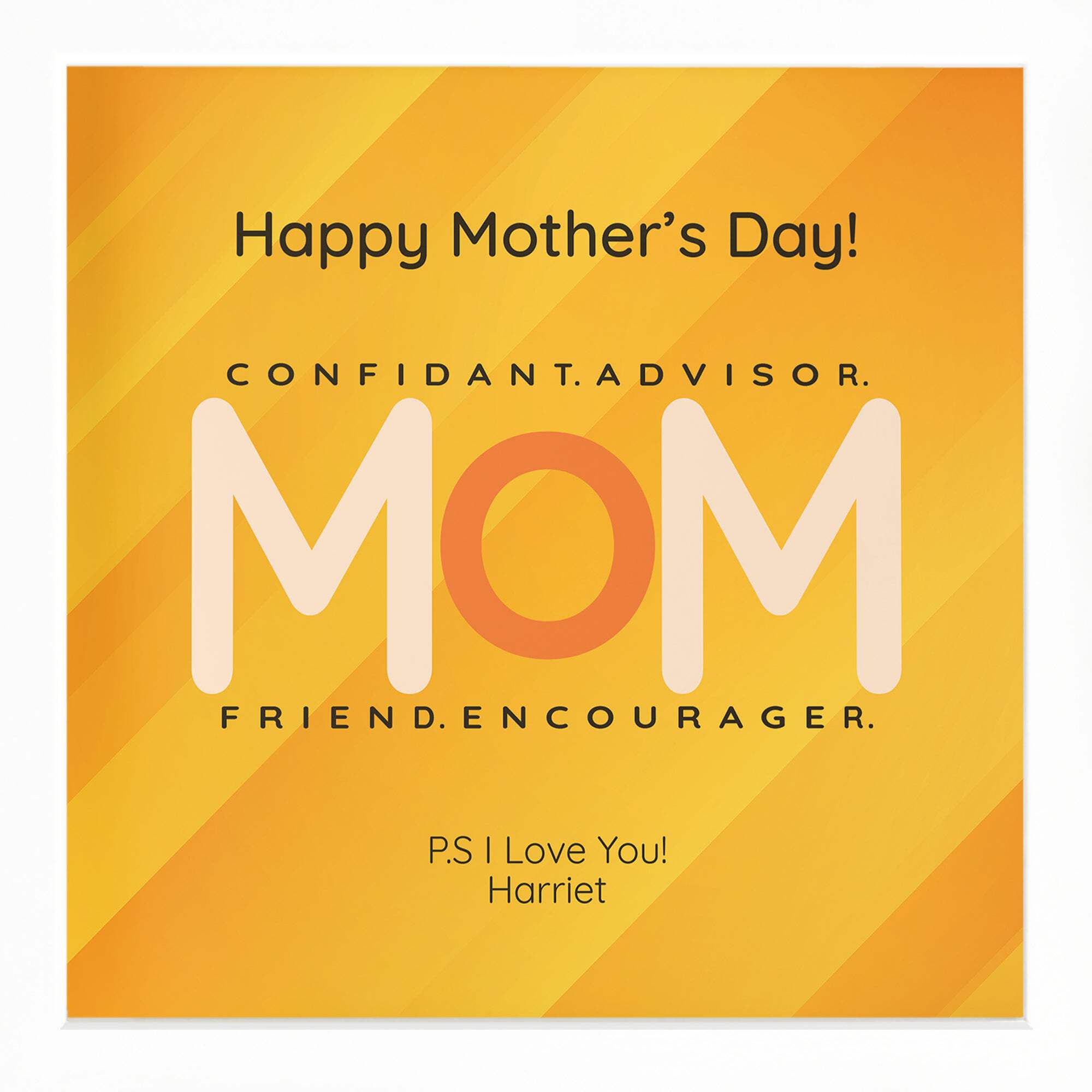 Mother's Day Birthday Personalized Print or Framed Print | Confidant. Advisor. Friend. Encourager