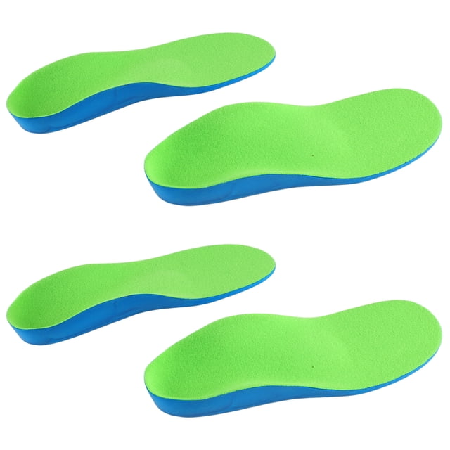 2 pares de plantillas ortopédicas con amortiguación para el arco del pie, plantillas de espuma de poliuretano para hombre y mujer, 24 cm, talla 38, azul y verde