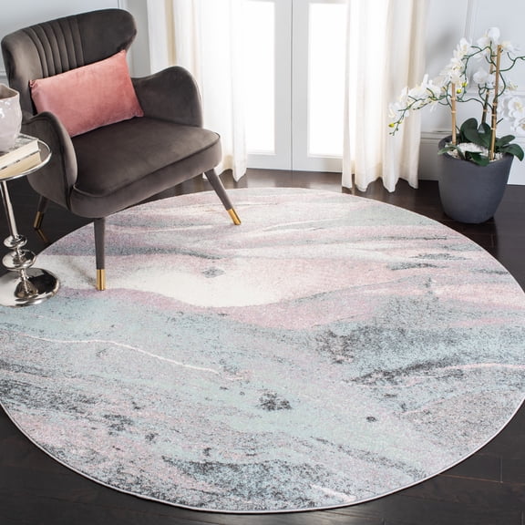Safavieh Glacier Aleesha Geometric Area Rug, Pink/Blue, 6'7" x 6'7" Round