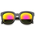 thumbnail image 1 of sunglassLA Unisex Bold Oversize Chunky Frame Horn Rimmed Mirror Lens Square Sunglasses (Black / Pink Yellow Mirror) - 53mm, 1 of 4