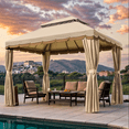 thumbnail image 6 of TANGJEAMER 13×10 FT Deluxe No Screws\ Gazebo,Double Roof Outdoor Shelter Tent with Mosquito Nettings and Privacy Screens, 6 of 6