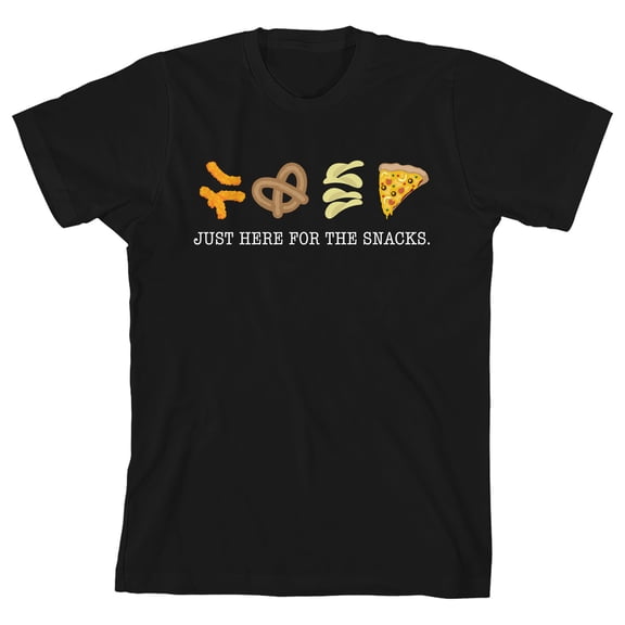 Just Here for the Snacks Youth Black Short Sleeve Crew Neck Tee-XS