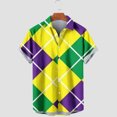 thumbnail image 3 of Charella Polo Shirts for Men Mardi Gras Print Lapel T-shirts 2024 Trendy Carnival Beach Clothes,Yellow,S, 3 of 5
