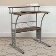Flash Furniture Clifton Rustic Walnut Computer Desk with Top and Lower Storage Shelves
