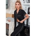 thumbnail image 3 of Contrast Piping Short Sleeve Top and Pants Pajama Set, 3 of 3