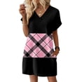 thumbnail image 2 of Women's Floral Print V-Neck Short Sleeve Casual Dress with Pocket, Pullover Summer Dress, Lightweight Comfort Fit, Fashion Ladies Clothing,Pink,M, 2 of 8