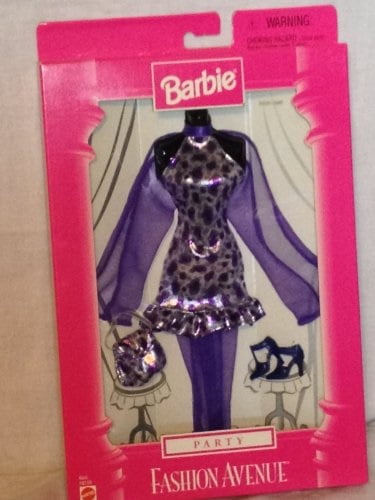 Barbie Fashion Avenue Blue Dress Soft Fluffy Top Skirt Netting Purse and Shoes 
