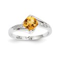 thumbnail image 1 of 14K White Gold Diamond and Citrine Square Ring, 1 of 2