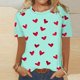 thumbnail image 2 of Camisetas Casuales de Manga Corta con Cuello de Tripulación Impresa de San Valentín Tee Gráfica Ligera Top 95% Poliéster 5% Elastano para el Uso Diario, Camiseta de Moda Cómoda, 2 of 8