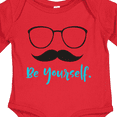 thumbnail image 4 of Inktastic Be Yourself, Glasses, Mustache - Black Blue Boys or Girls Long Sleeve Baby Bodysuit, 4 of 5