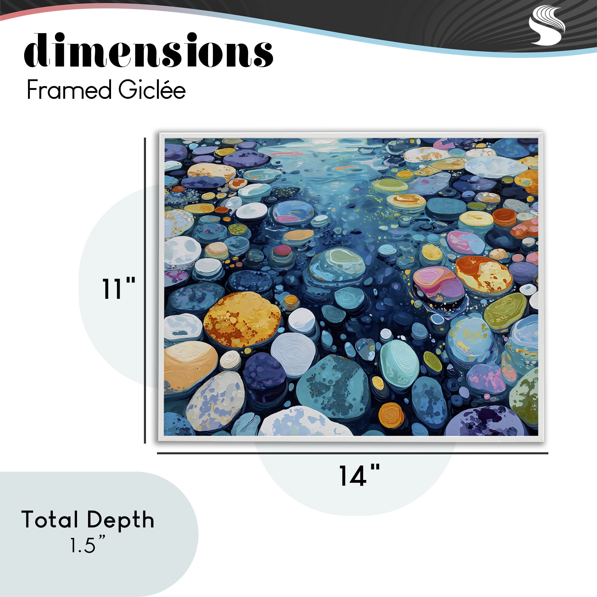 Stupell Industries Rainbow Rocks in River White Framed Giclee Art, design by Franklyn Gregory