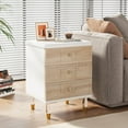 thumbnail image 4 of Tribesigns 3-Drawer Nightstand, White & Light Brown Nightstand, Bedside Table with Storage and Gold Legs, Night Side Table for Bedroom, Dorm, 4 of 5
