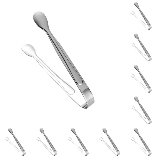 Pinzas de azúcar reutilizables Billuyoard de acero inoxidable suaves 10piezas Plata