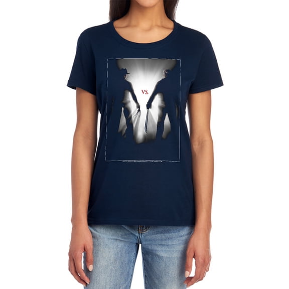 Freddy Vs Jason Silhouettes Women's T Shirt, Navy, Small