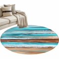 thumbnail image 2 of Round Area Rug 4ft, Abstract Gradient Beach Scene Non-Shedding Washable Area Rug, Turquoise Sea Wave Sandbeach Non Slip Low-Profile Circle Rugs for Living Room, Bedroom Dining Room, 2 of 9