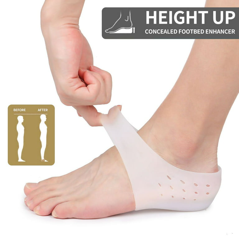 Amdohai 1 Pair Heel Lift Inserts Height Increase Insole Soft Breathable  Invisible Design Sillicone Foot Support 