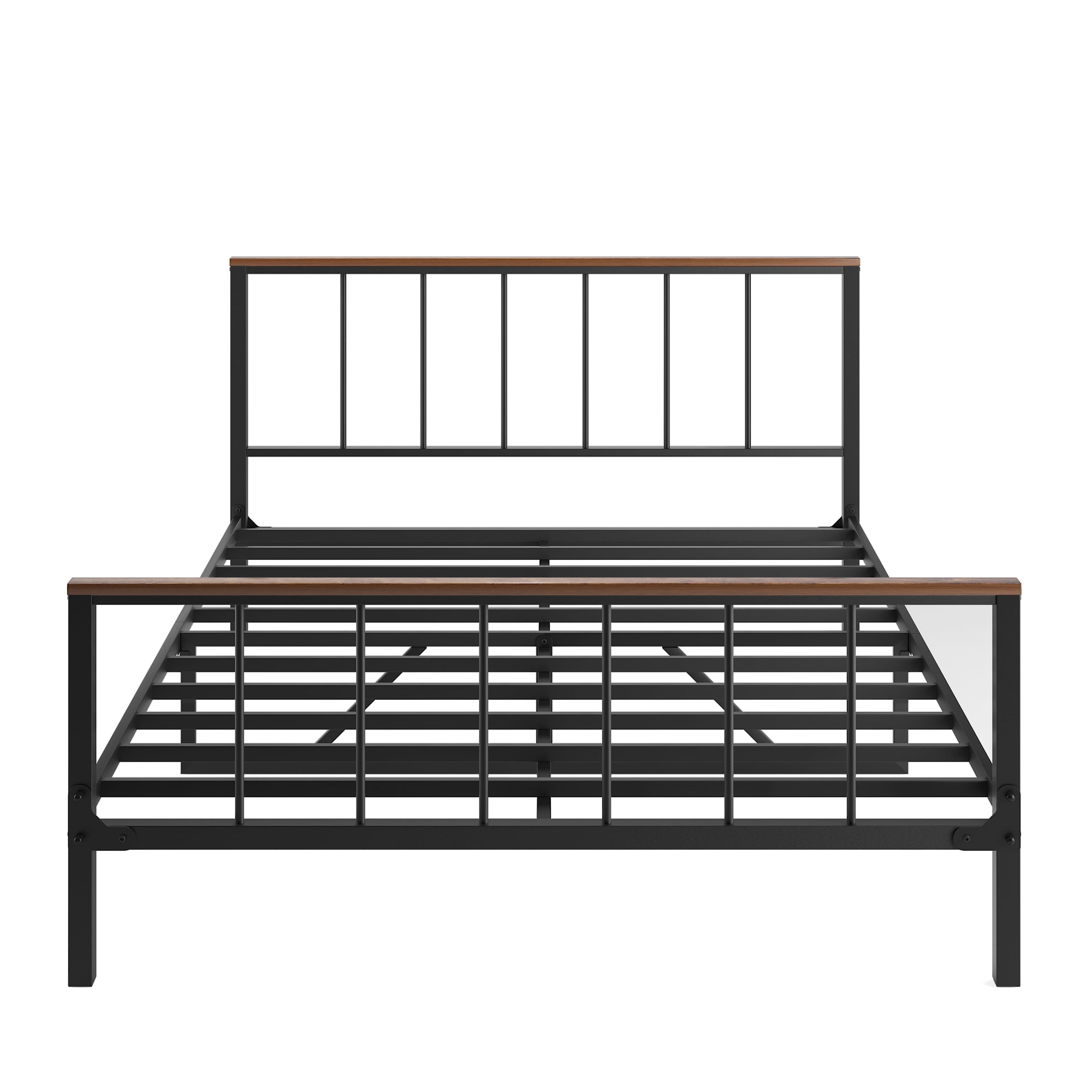 Black Metal Platform Bed frame with Headboard and Footboard,Sturdy Metal Frame,No Box Spring Needed,Queen